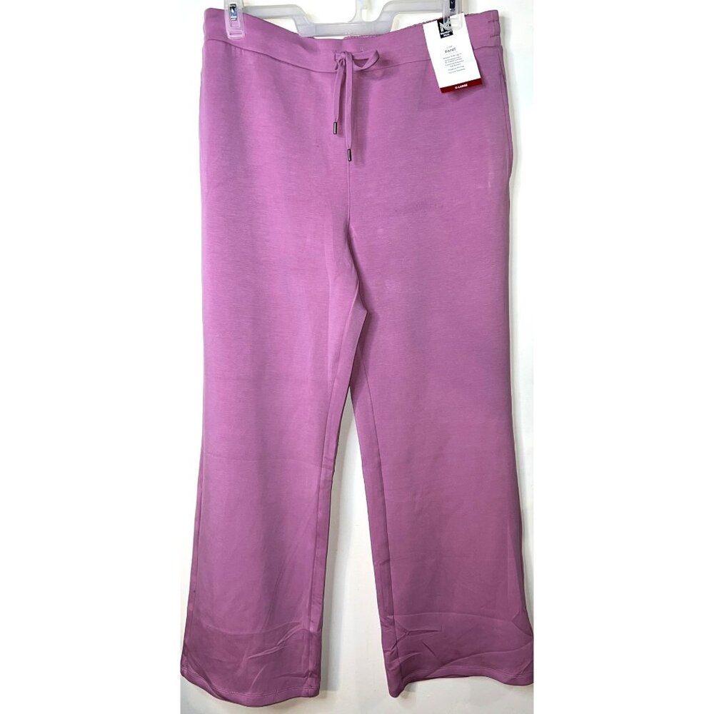 Members Mark Womens Orchid Relaxed Wide Leg Pants XL Soft Fabric Drawstring Pink - Picture 1 of 5